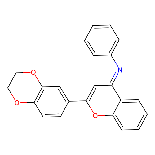 (E)-N-(2-(2,3-dihydrobenzo[b][1,4]dioxin-6-yl)-4H-chromen-4-ylidene)aniline structure