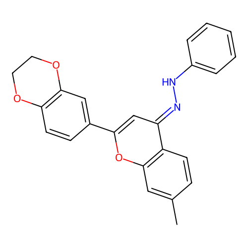 N-[(E)-[2-(2,3-dihydro-1,4-benzodioxin-6-yl)-7-methylchromen-4-ylidene]amino]aniline structure