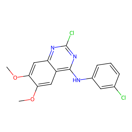 2-chloro-N-(3-chlorophenyl)-6,7-dimethoxyquinazolin-4-amine structure