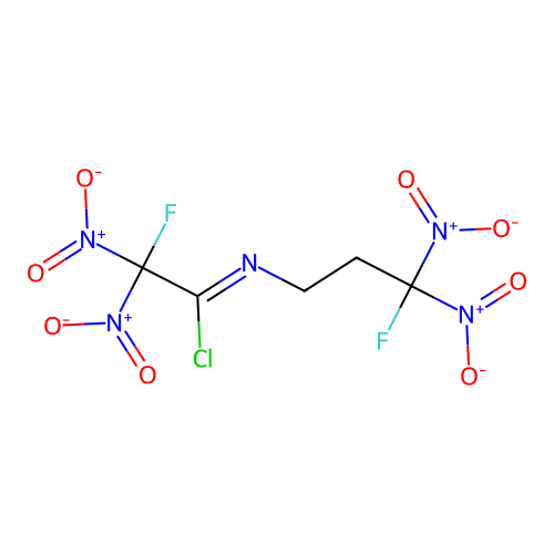 (1E)-2-fluoro-N-(3-fluoro-3,3-dinitropropyl)-2,2-dinitroethanimidoyl chloride structure