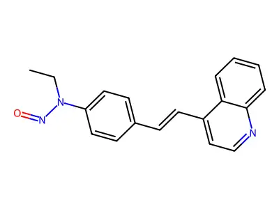 N-ethyl-N-[4-(2-quinolin-4-ylethenyl)phenyl]nitrous amide structure