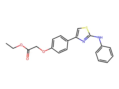 Acetic acid, (4-(2-phenylamino)-4-thiazolyl)phenoxy-, ethyl ester structure