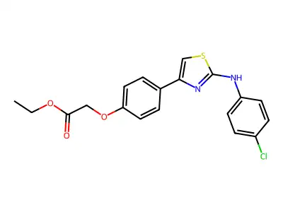 Acetic acid, (4-(2-((4-chlorophenyl)amino)-4-thiazolyl)phenoxy)-, ethyl ester structure