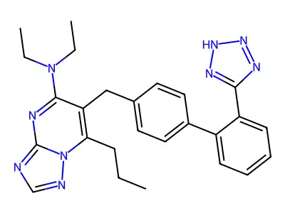 (1,2,4)Triazolo(1,5-a)pyrimidin-5-amine, N,N-diethyl-7-propyl-6-((2'-(1H-tetrazol-5-yl)(1,1'-biphenyl)-4-yl)methyl)- structure