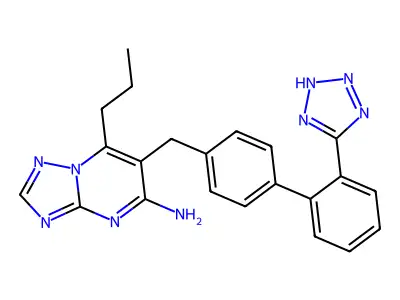 (1,2,4)Triazolo(1,5-a)pyrimidin-5-amine, 7-propyl-6-((2'-(1H-tetrazol-5-yl)(1,1'-biphenyl)-4-yl)methyl)- structure