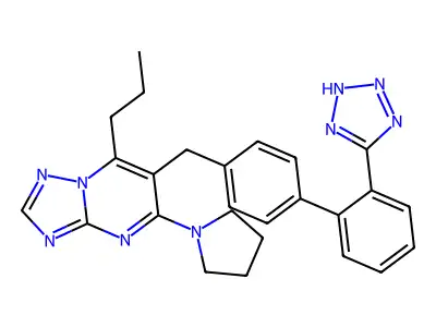(1,2,4)Triazolo(1,5-a)pyrimidine, 7-propyl-5-(1-pyrrolidinyl)-6-((2'-(1H-tetrazol-5-yl)(1,1'-biphenyl)4-yl)methyl)- structure