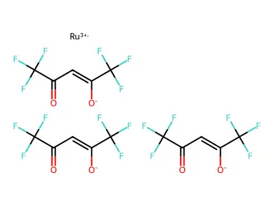 Tris(1,1,1,5,5,5-hexafluoropentane-2,4-dionato-O,O')ruthenium structure