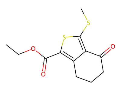 Ethyl 3-(methylthio)-4-oxo-4,5,6,7-tetrahydrobenzo[c]thiophene-1-carboxylate structure