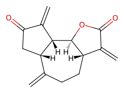 3,6,9-Trimethylidene-3a,4,5,6a,7,8,9a,9b-octahydroazuleno(4,5-b)furan-2-one structure