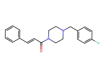 (E)-1-[4-[(4-fluorophenyl)methyl]piperazin-1-yl]-3-phenylprop-2-en-1-one structure