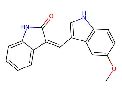 2H-Indol-2-one, 1,3-dihydro-3-[(5-methoxy-1H-indol-3-yl)methylene]- structure