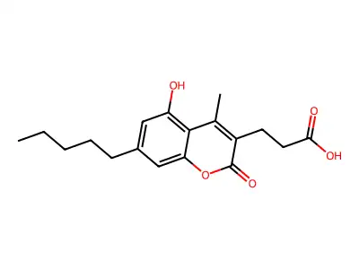 5-Hydroxy-4-methyl-2-oxo-7-pentyl-2H-1-benzopyran-3-propanoic acid structure