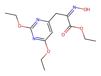 ethyl (2Z)-3-(2,6-diethoxypyrimidin-4-yl)-2-hydroxyiminopropanoate structure