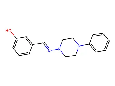 3-{(E)-[(4-phenyl-1-piperazinyl)imino]methyl}phenol structure
