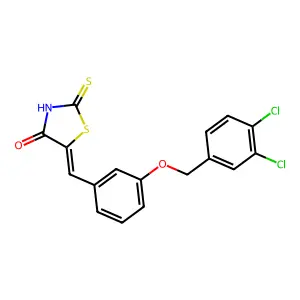 (5E)-5-{3-[(3,4-dichlorobenzyl)oxy]benzylidene}-2-thioxo-1,3-thiazolidin-4-one structure