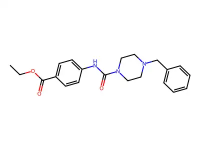 Ethyl 4-{[(4-benzyl-1-piperazinyl)carbonyl]amino}benzoate structure