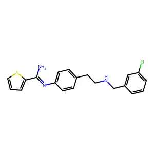 N-(4-{2-[(3-chlorobenzyl)amino]ethyl}phenyl)thiophene-2-carboximidamide structure