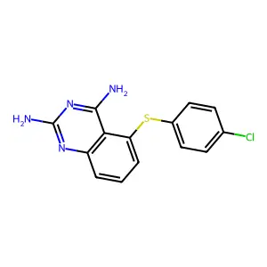 5-[(4-Chlorophenyl)sulfanyl]quinazoline-2,4-Diamine structure