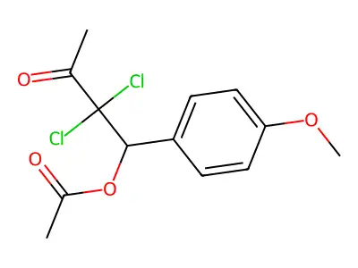 2-Butanone, 4-(acetyloxy)-3,3-dichloro-4-(4-methoxyphenyl)- structure