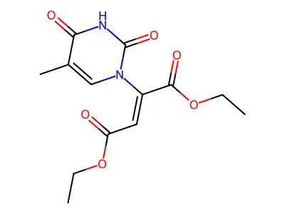 Diethyl 2-(5-methyl-2,4-dioxopyrimidin-1-yl)but-2-enedioate structure