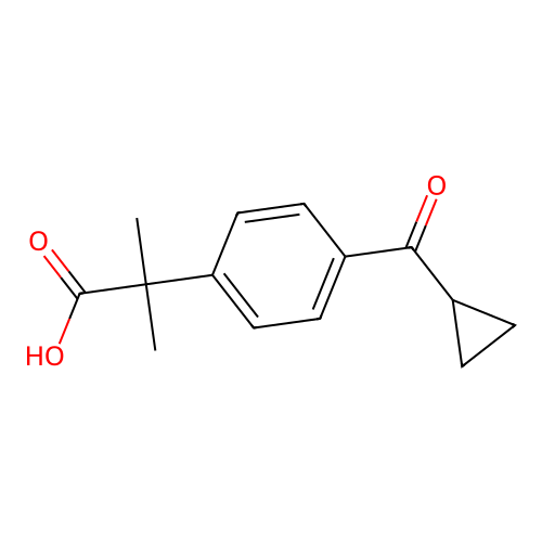 4-(Cyclopropylcarbonyl)-I+-,I+--dimethylbenzeneacetic acid structure