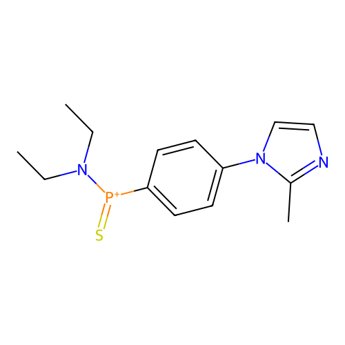 (Diethylamino)(4-(2-methyl-1H-imidazol-1-yl)phenyl)sulfanylidenephosphanium structure