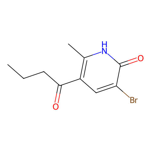 3-bromo-5-butanoyl-6-methyl-1H-pyridin-2-one structure