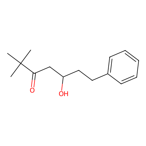 5-hydroxy-2,2-dimethyl-7-phenylheptan-3-one structure