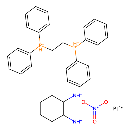 Pt(cis-Dach)(dppe)-2NO3 structure