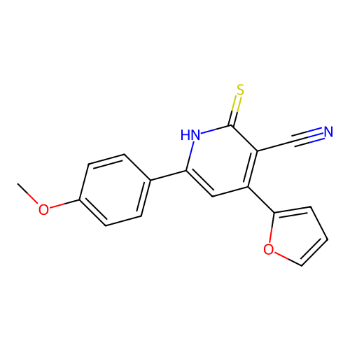 4-(Furan-2-yl)-6-(4-methoxyphenyl)-2-thioxo-1,2-dihydropyridine-3-carbonitrile structure