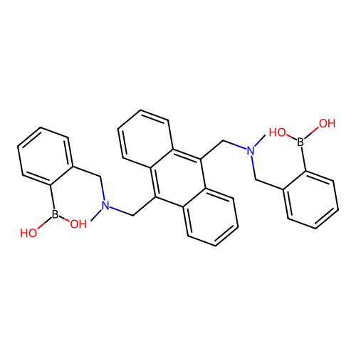 ((((Anthracene-9,10-diylbis(methylene))bis(methylazanediyl))bis(methylene))bis(2,1-phenylene))diboronic acid structure