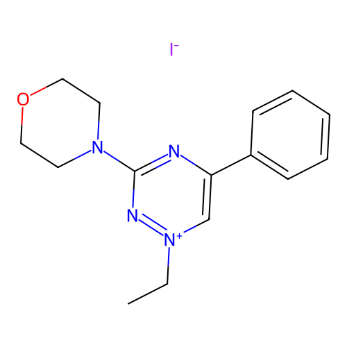 1-Ethyl-3-morpholino-5-phenyl-1,2,4-triazin-1-ium iodide structure