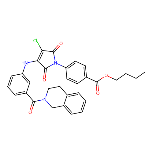 butyl 4-[3-chloro-4-[3-(3,4-dihydro-1H-isoquinoline-2-carbonyl)anilino]-2,5-dioxopyrrol-1-yl]benzoate structure