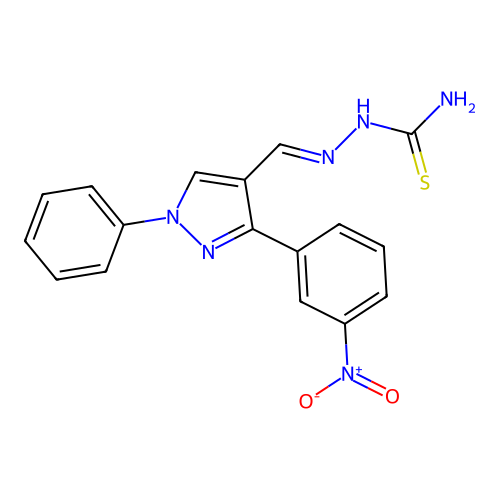 [(E)-[3-(3-nitrophenyl)-1-phenylpyrazol-4-yl]methylideneamino]thiourea structure