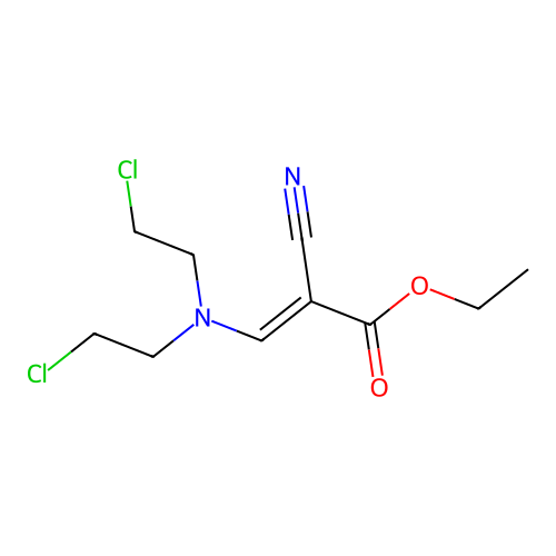Ethyl 3-[bis(2-chloroethyl)amino]-2-cyanoprop-2-enoate structure