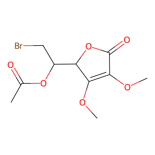[2-bromo-1-(3,4-dimethoxy-5-oxo-2H-furan-2-yl)ethyl] acetate structure