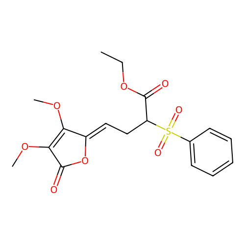 ethyl (4Z)-2-(benzenesulfonyl)-4-(3,4-dimethoxy-5-oxofuran-2-ylidene)butanoate structure