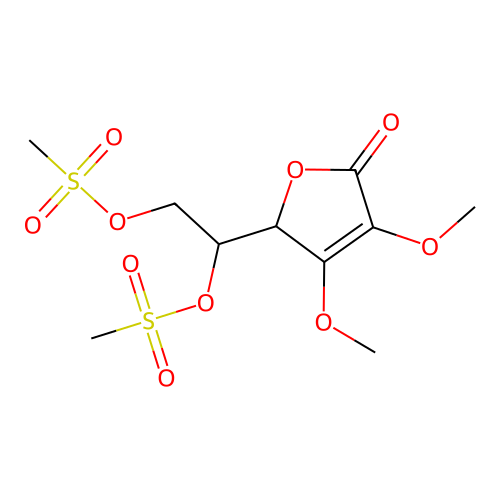 [2-(3,4-dimethoxy-5-oxo-2H-furan-2-yl)-2-methylsulfonyloxyethyl] methanesulfonate structure