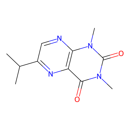 6-isopropyl-1,3-dimethyl-2,4(1H,3H)-pteridinedione structure