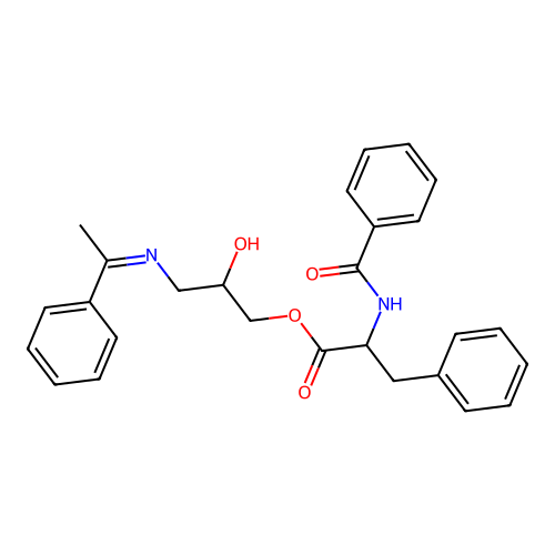 [2-Hydroxy-3-(1-phenylethylideneamino)propyl] 2-benzamido-3-phenylpropanoate structure