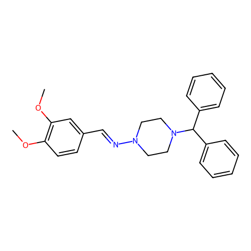 4-Benzhydryl-N-(3,4-dimethoxybenzylidene)-1-piperazinamine structure