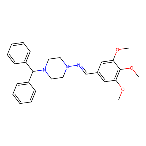 4-(diphenylmethyl)-N-[(E)-(3,4,5-trimethoxyphenyl)methylidene]piperazin-1-amine structure