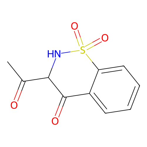 3-acetyl-2,3-dihydro-4H-1,2-benzothiazin-4-one 1,1-dioxide structure