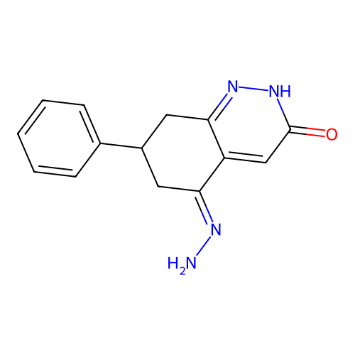 5-hydrazono-7-phenyl-5,6,7,8-tetrahydrocinnolin-3(2H)-one structure