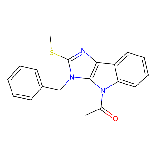 1-(1-Benzyl-2-methylsulfanyl-1H-1,3,8-triaza-cyclopenta[a]inden-8-yl)-ethanone structure