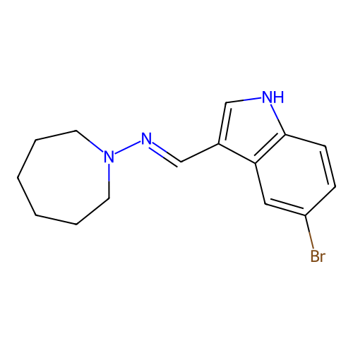 N-(azepan-1-yl)-1-(5-bromo-1H-indol-3-yl)methanimine structure