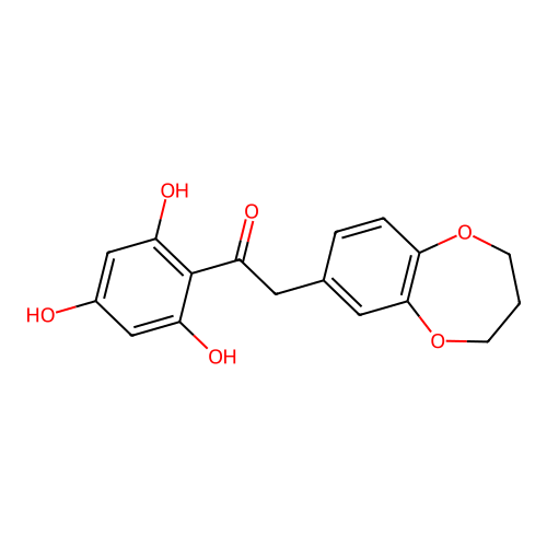 2-(3,4-dihydro-2H-1,5-benzodioxepin-7-yl)-1-(2,4,6-trihydroxyphenyl)ethanone structure