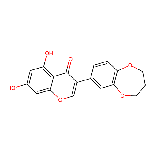 3-(2H,3H,4H-benzo[b]1,4-dioxepin-7-yl)-5,7-dihydroxychromen-4-one structure