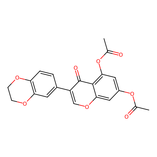 3-(2,3-dihydrobenzo[b][1,4]dioxin-6-yl)-4-oxo-4H-chromene-5,7-diyl diacetate structure