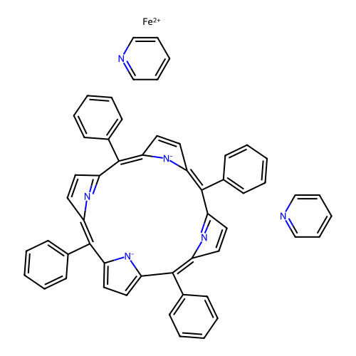 Bis(pyridine)(tetraphenylporphinato)iron(II) structure